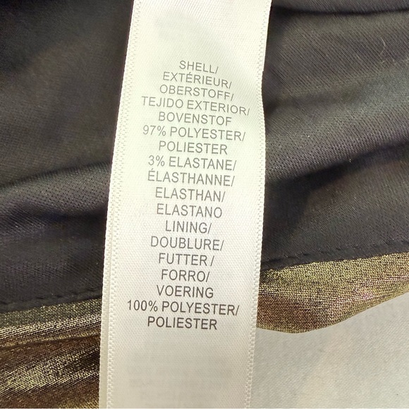 NWT Aidan Mattox Gold Metallic Foiled V-Neck Evening Gown Size 2 - Picture 14 of 16